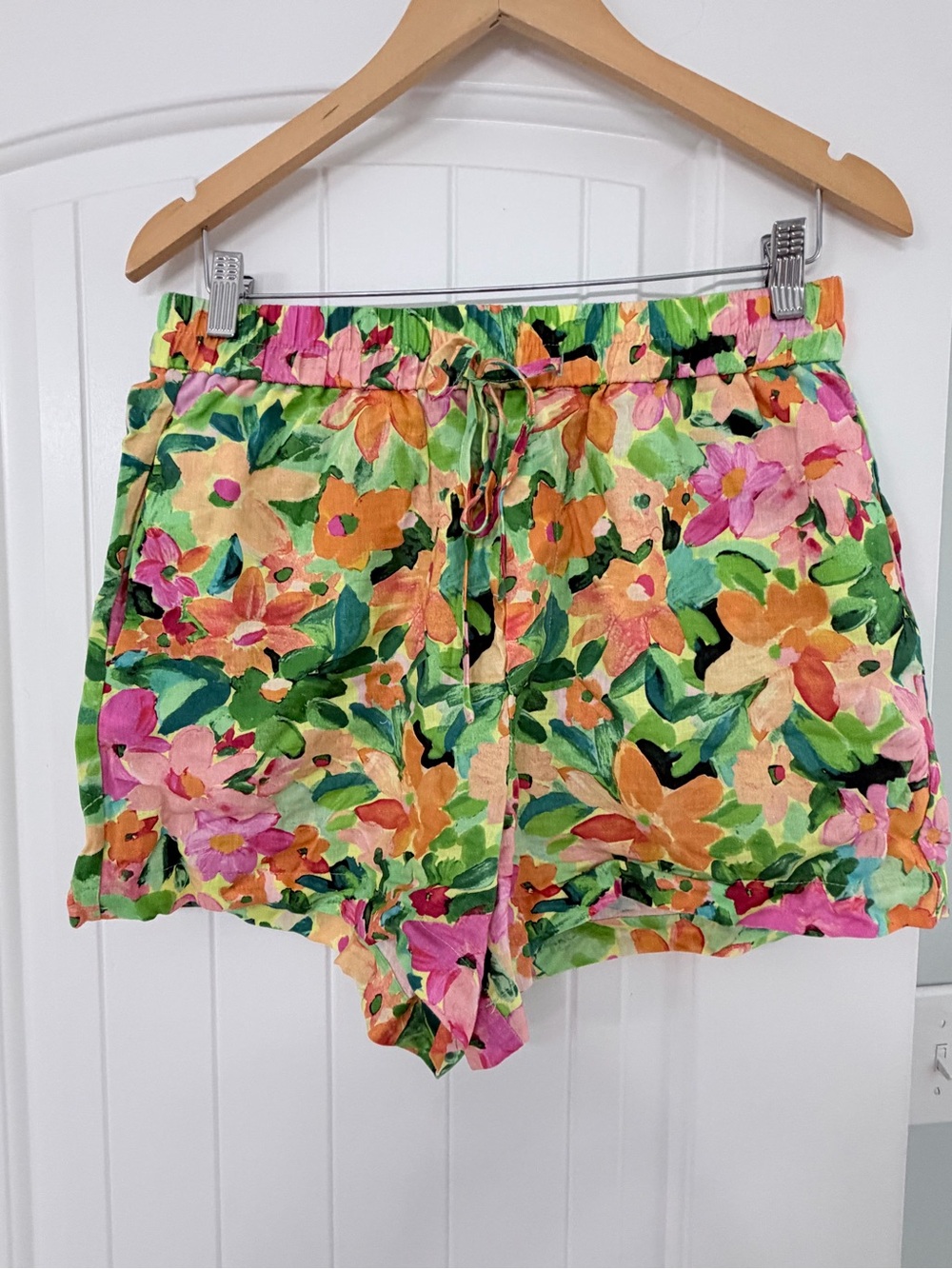 Sanctuary Watercolor Floral Linen Blend Drawstring Shorts Size M